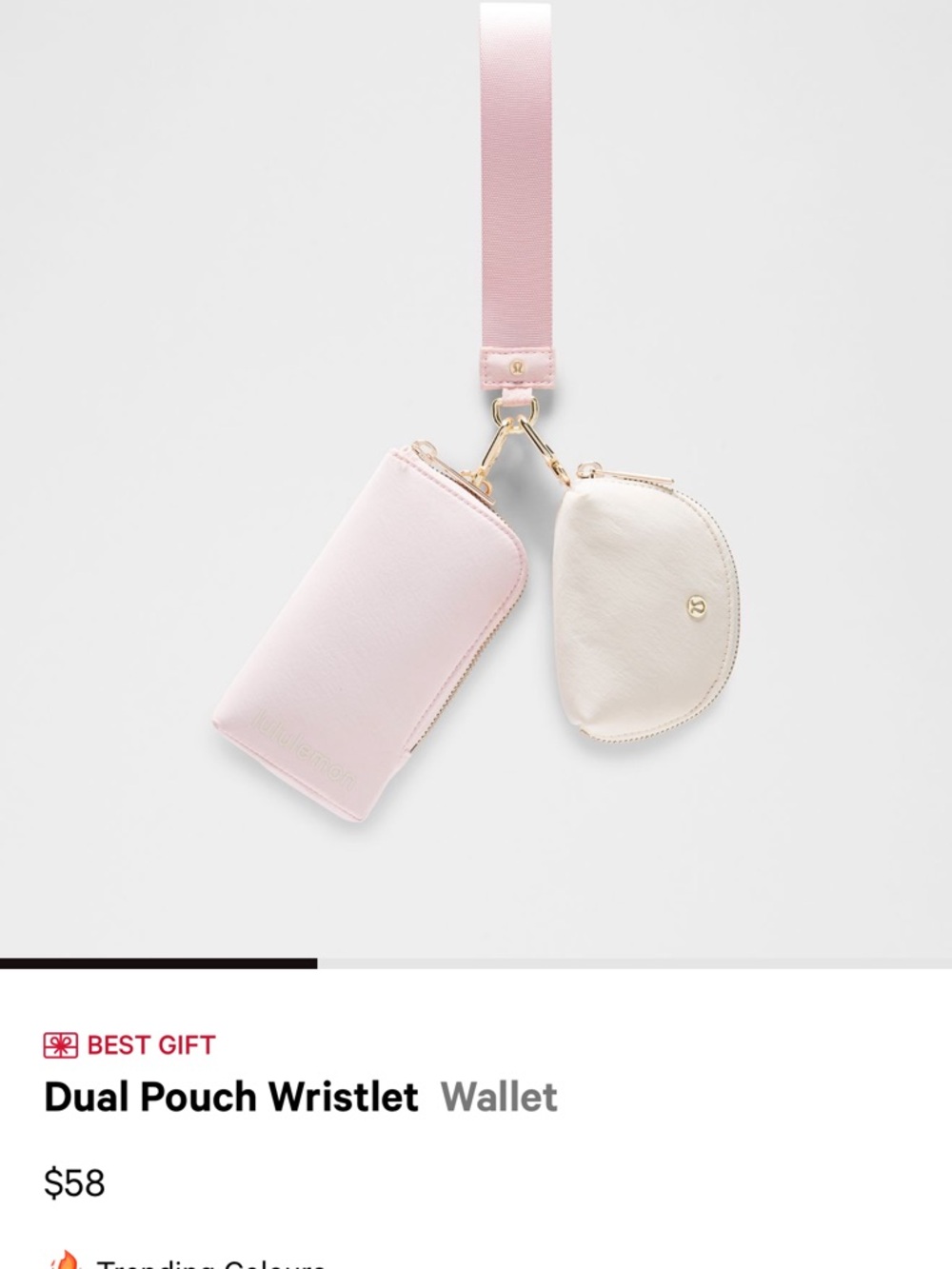 lululemon athletica Dual Pouch Wristlet - Light Pink & Cream
